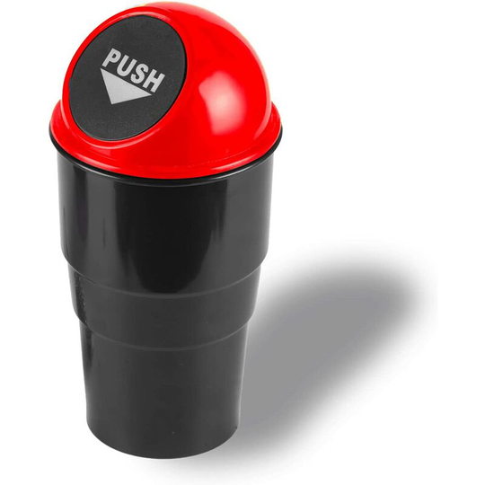 Mini Car Trash Can, Small Automatic Portable Trash Can with Lid, for Car Home Office (Red)