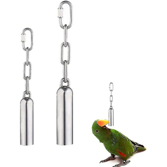 Parrot Bell Toys 2 Pieces Stainless Steel Parrot Bell Toys Bird Cage Toy Bird Bell Toys Parrot Cage Toys