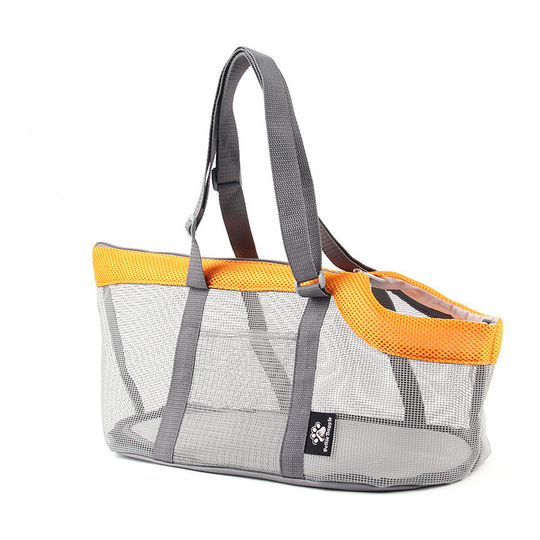 Dog cat transport bag, breathable mesh mesh handbag Large comfortable travel bag Cabinet cob bag for puppy small dogs cats (gray + orange)