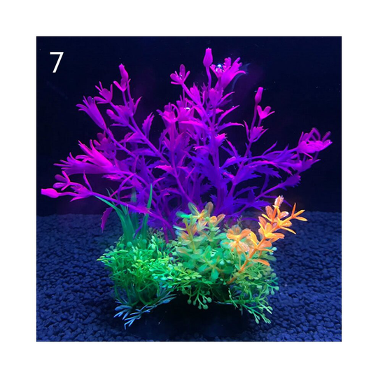 (7) Artificial Aquarium Decor Plants Water Weeds Ornament Aquatic Plant Fish Tank Grass Decoration Accessories 14cm