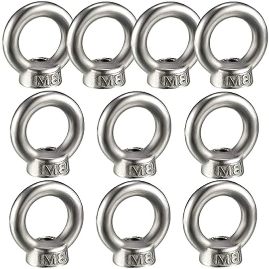 10PCS Lifting Eye Nut, Female Ring Nut for Lifting 304 Stainless SteelPack-of-10, M8