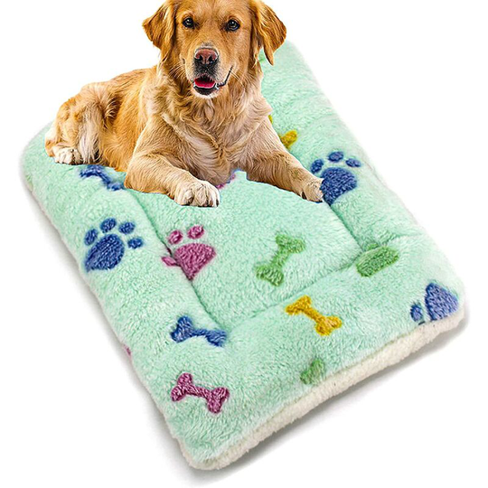 Dog Bed Pet Blanket Soft Thickened Fleece Pad Bed Mat for Puppy Dog Cat Sofa Cushion Home Rug Warm Sleeping Cover (70cm Wx100cm l, Green Bone)