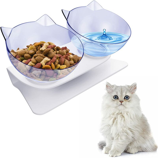 Bowl for Cat and Small Dog in Non-Slip Base, Pet Supplies 15° Tilt