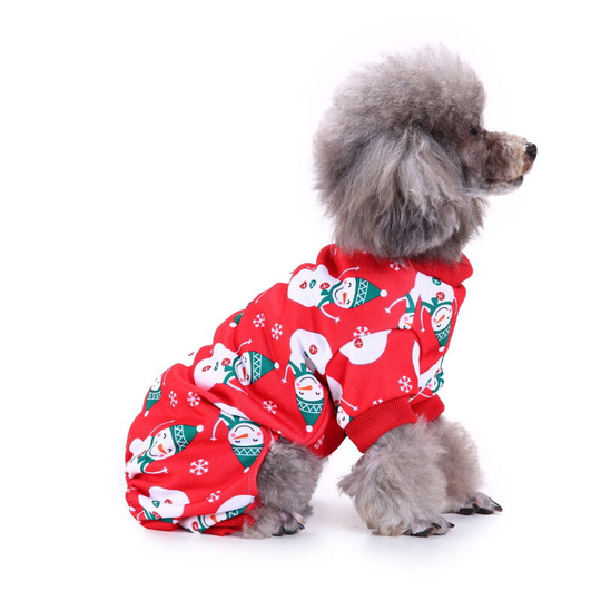 Cute Little Pet Dogs Pajamas Clothes Snowman Red Snowflake Christmas Pet Clothes Halloween Christmas Pet Clothes Funny Dog Clothes (1 Pack, M)