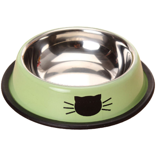 Cat Bowl, Stainless Steel Cat Bowl with Non-Slip Bottom for Small Cats, Green