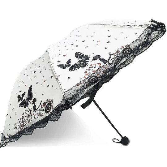 Umbrella uv Women Folding Umbrella UPF50+ Umbrellas Ombrelle Parasol Umbrella Windy Summer Rain (Beige)