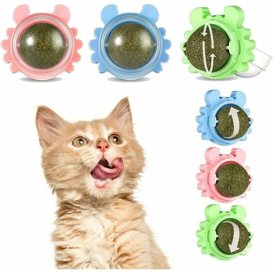 Monly - 6 Catnip Balls 360° Rotatable Wall Mounted Cat Snacks Edible Cat Toys Catnip Balls Used For Cats To Clean Their Teeth And Attract Cats
