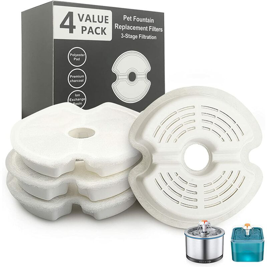 Fountains Water Fountain Filter for Cats Pet Dogs, Suitable for Cat/Dog Stainless Steel Fountain, Triple Filtration (4 Pieces)