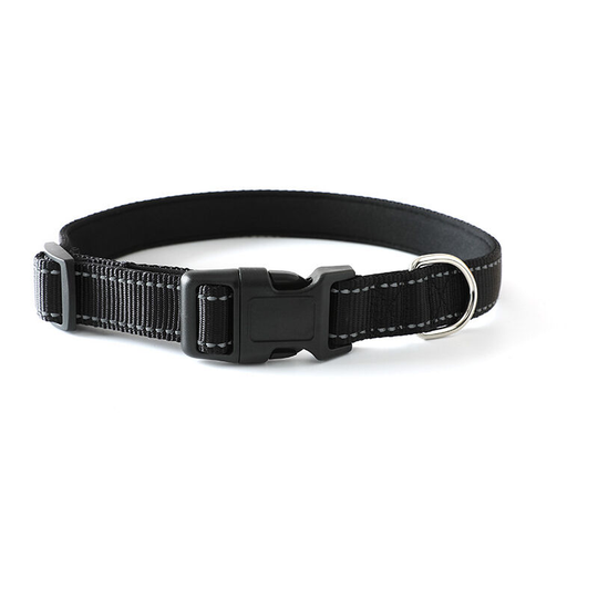 Reflective Dog Collar, Black, Adjustable Soft Nylon Pet Collar for Small, Medium, Large and Extra Large Dogs