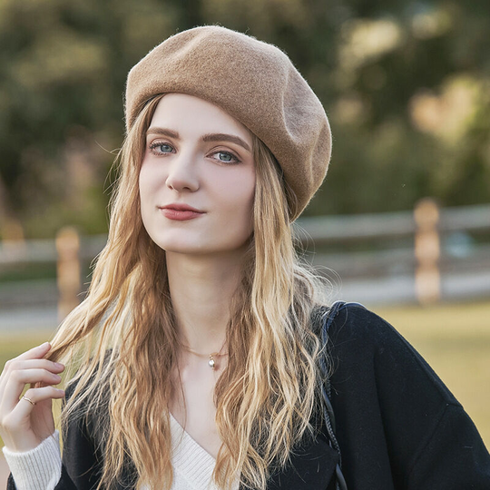 French beret female autumn and winter vintage big hair painter hat (camel)