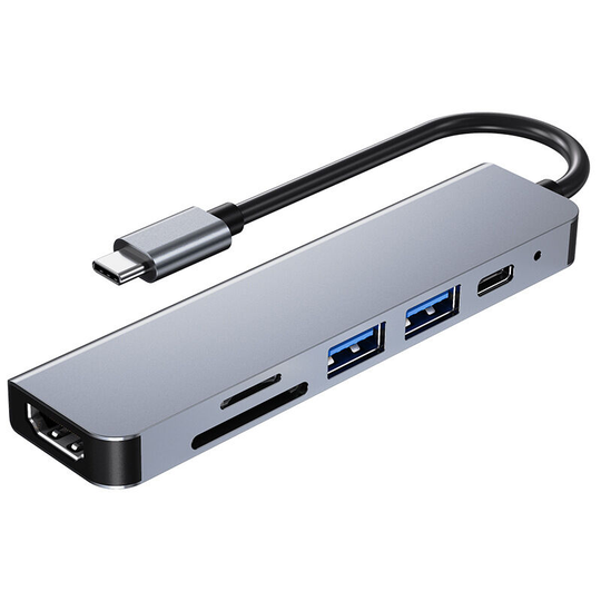 USB C Hub, USB Type C Adapter Hub * 2 + SD + TF + PD + HDMI, AD-042, 4K