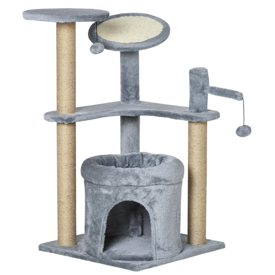 PawHut Cat Tree Tower Kitten Scratching Post w/ Condo Bed Scratcher