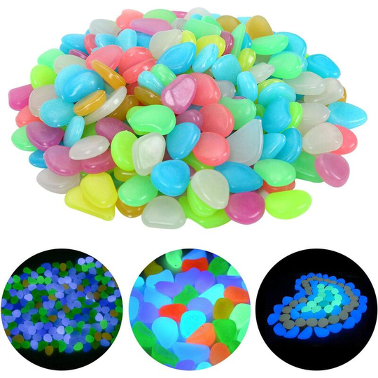 200 Pcs Glowing Pebbles Glow in the Dark Stones Rocks Luminous Cobblestones or Garden Walkways Decoration, Aquarium Fish Tank, Park Ornaments,