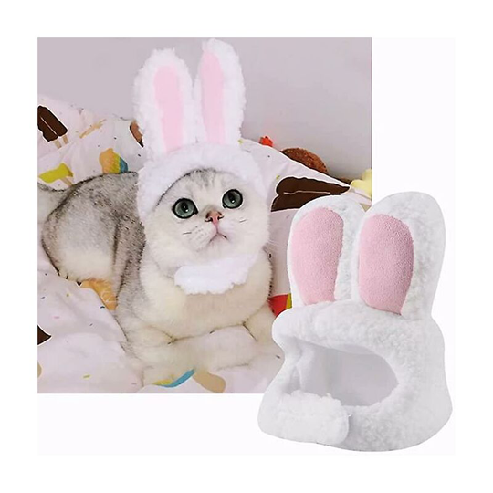 Pet Rabbit Ear Hat Cat Dog Rabbit Ear Head Wear Rabbit Ear Shape Plush Pet Headgear Festive Costume Cosplay, 1 Piece, White
