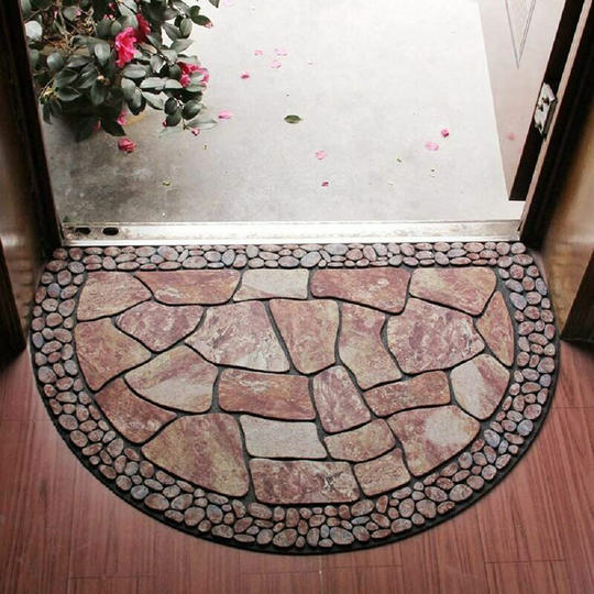 Briday - 88cm × 58cm Half Round Front Door Mat, Hand Stencil Non-Slip Door Mat, Indoor/Outdoor Entrance Mat, Shoe Scraper, Easy Clean Entrance,