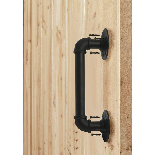 Industrial retro cast iron door handle, pipe door handle, towel bar, steampunk iron railing, drawer bar, closet door bar, black