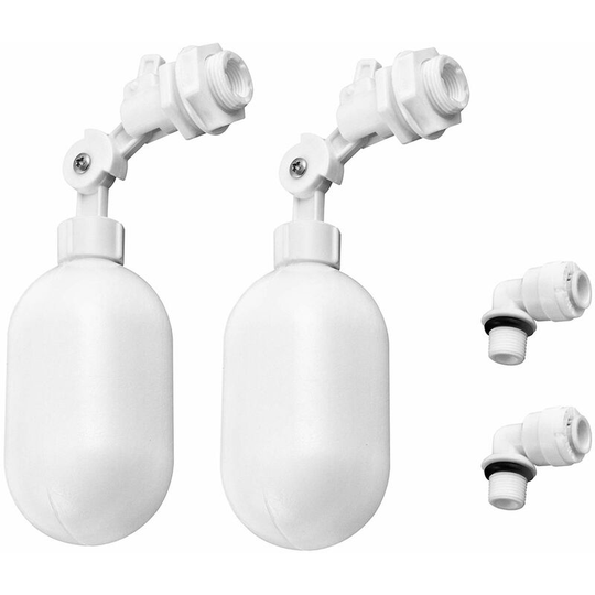 Set of 2 plastic floating valves with 1/4 (6.4mm) connection for aquarium