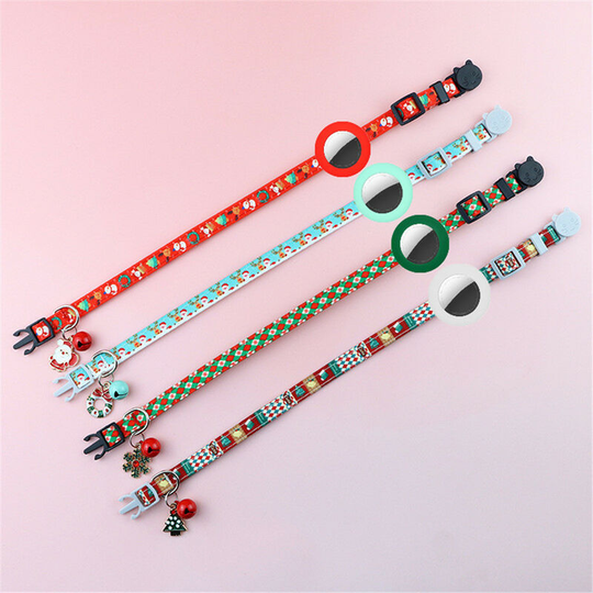 Cat Collar for Cat, Kitten, Puppy, (Red + Mint Green + Dark Green + White) (Collar + Guard), Set of 4