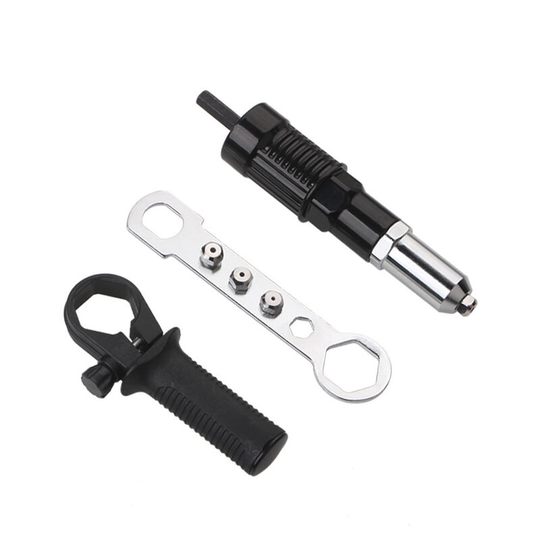 Rivet Adapter Electric Rivet Nut-Gun Riveting Tool kit for Drill Insert Riveter (Black)