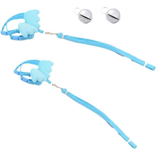 Modou - 2 x Safe Bell Adjustable Angle Wing Leash Harness for Small Size Ferret Rabbits (m: Chest: 30-50cm/11.81-19.68', Blue)