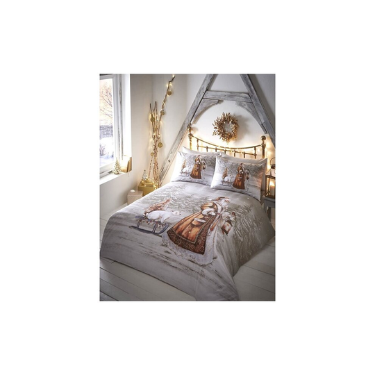 Twilight Santa Double Duvet Cover Set Christmas Winter Bedding Bed Set Linen