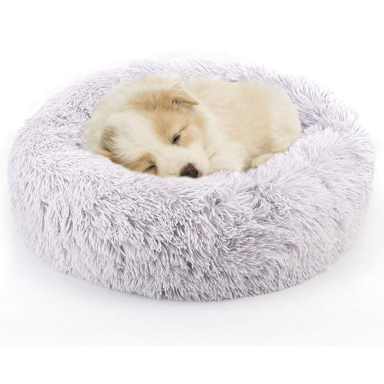 Donut Dog Cat Bed, Soft Plush Pet Cushion, Anti-Slip Machine Washable Self-Warming Pet Bed - Improved Sleep for Cats Small Medium Dogs (Multiple