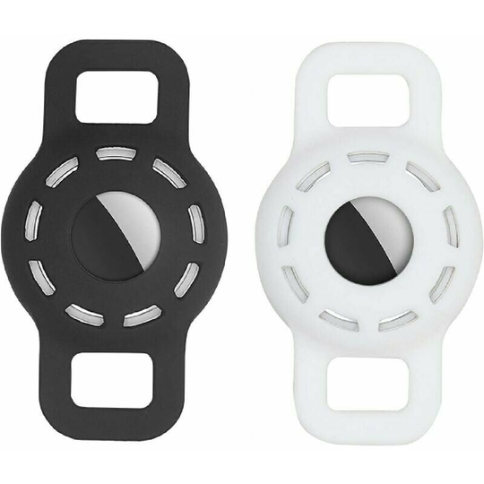 Set of 2 dog collar collars (black + white)