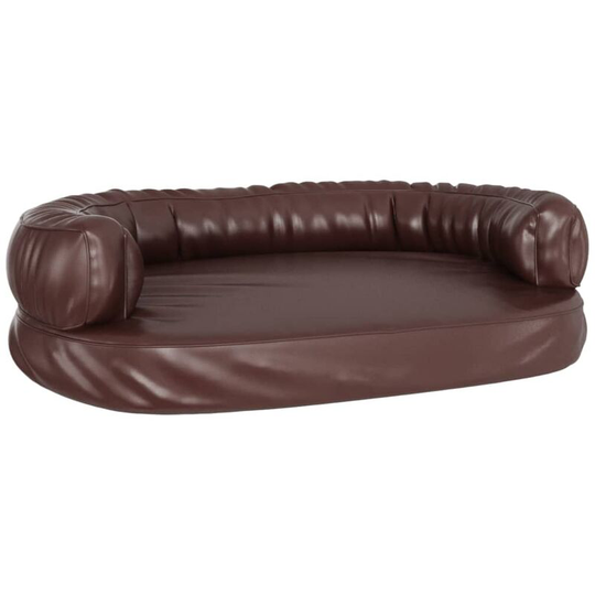 Ergonomic Foam Dog Bed Brown 75x53 cm Faux Leather vidaXL - Brown