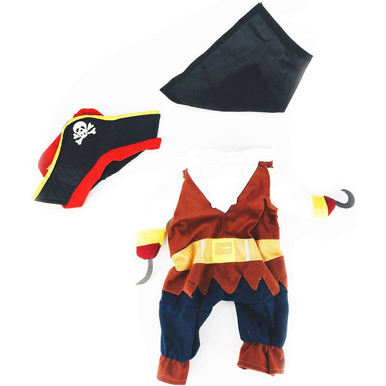 Pet Costume, Cat Dog Costume Set, Funny Cool Caribbean Pirate Pet Halloween Costume, Prop Dress Up Party Clothes