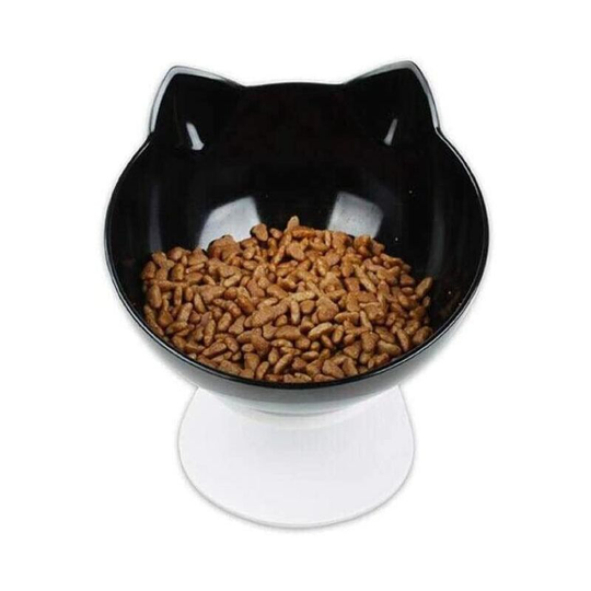 Elevated Cat Bowl Dual Tilting Cat Bowls 15 ° Tilt Anti-Vomiting and Anti-Spill Pet Bowl with Non-Slip Raised Support (Single Bowl)