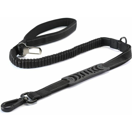 Strong Dog Leash with Padded Handle, Anti-Pull Rope, Elastic Training Leash for Medium Large Dogs (110cm-150cm, Black)