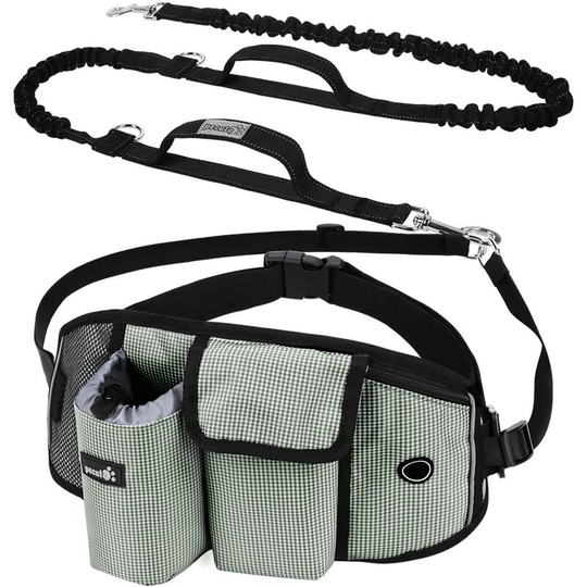 Dog Leash Hands-Free Dog Leash Up to 110kg Shock Absorption, Comfortable, Reflective Stitching, Ideal for Running, Jogging and Walking (green)
