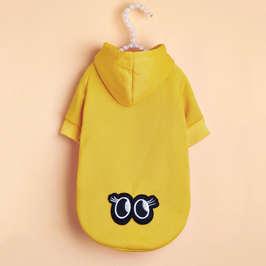 Yellow dog hoodie sweatshirt, winter dog sweater pet warm sweatshirt cold weather puppy clothes jacket small medium hooded suit cat clothing (m) back
