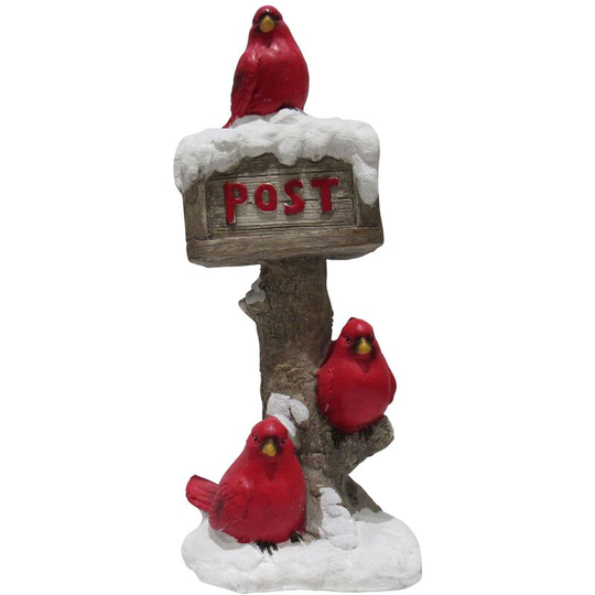Three Birds Postbox Christmas Figurine (Xmas Decoration Ornament Figure)