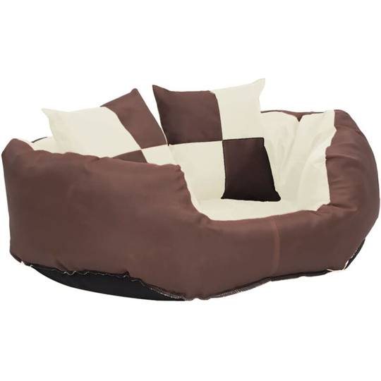 Reversible & Washable Dog Cushion Brown and Cream 65x50x20 cm Vidaxl Brown