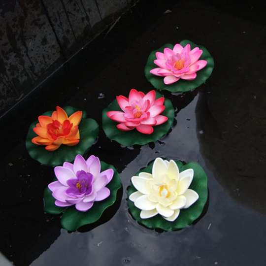 Heguyey - Piece of floating artificial water lilies for pond decoration, waterproof lotus flower for wedding aquarium decoration