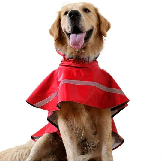 Adjustable Waterproof Pet Dog Hooded Raincoat Reflective Dog Rain Coat Jacket Dog Rainwear Clothing Clothes for Small Medium Large Dogs (L, Red)