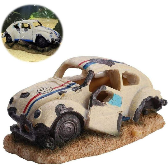Deco Aquarium Durable Simulation Resin Aquarium Decorations Car Shape Fish Shelter Damaged Car Shape Simulation Aquarium Ornaments Fish Tank