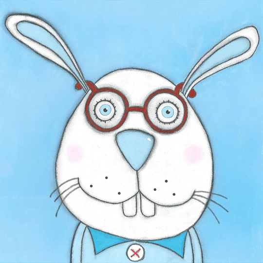"Rabbit with Glasses" by Tatijana Lawrence Painting Print on Wrapped Canvas