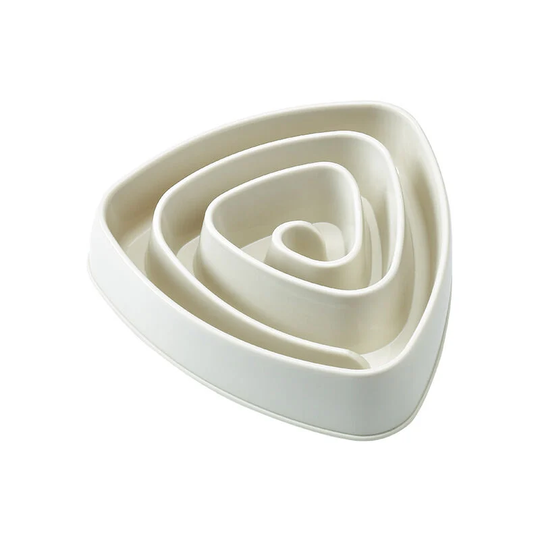Triangle Dog Food Slow Training Bowl Puppy Kitten Food Feeding Pet Avoid Choking Feeder Pet Dog Bowl Beige
