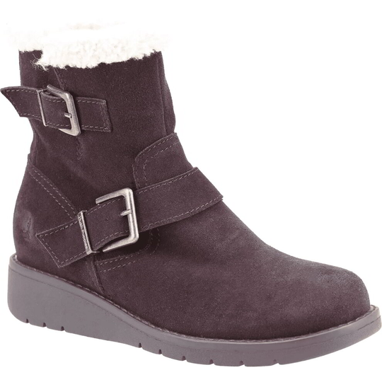 (Brown, UK 5) Hush Puppies Lexie Womens Water Resistant Warm Wedge Ankle Boots