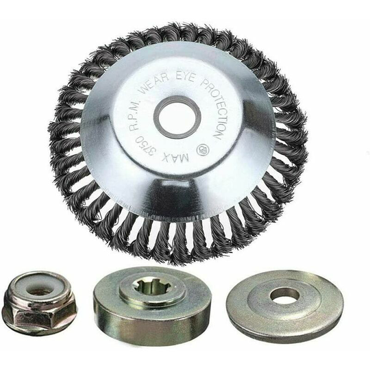 Monly - Weed brush head with lock nut for brush cutter, universal steel wire weed tray, grass head manganese wheel brush replacement parts