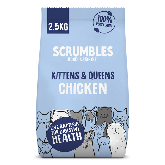 Scrumbles Kittens & Queens Chicken Dry Cat Food - Economy Pack: 2 x 2.5kg