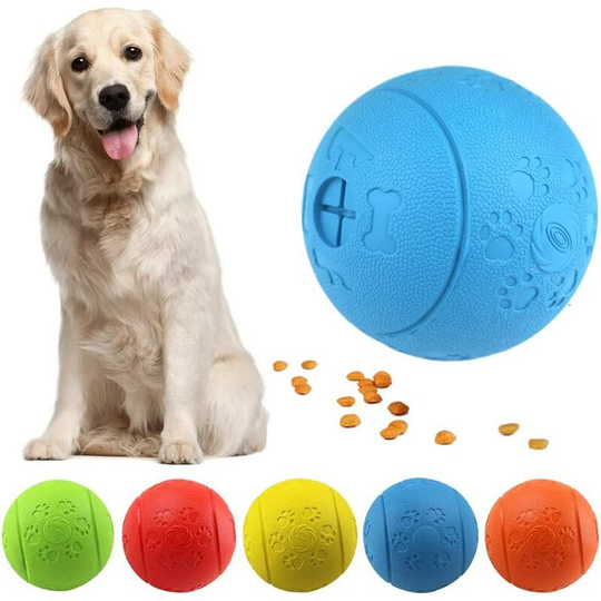 Litzee - Dog Toy Balls Dog Treat Toy Balls, Bite Resistant Rubber Food Balls for Pets Training Game iq Training Ball(Blue)