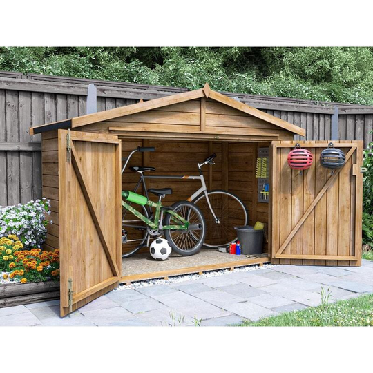 Bike Shed Ariane 2m x 1m - Outdoor Fully Pressure Treated Timber Garden Bicycle Storage With Roof Felt