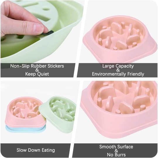 Slow Feeding, Non-Slip Feeding Dishes Prevent Choking Fun Bowl for Small and Medium Dogs (Green)