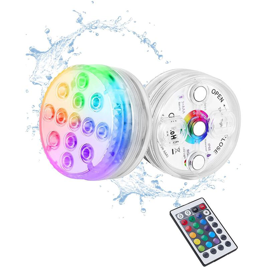 Benobby Kids - Submersible led Light, 16 Colors Underwater Lights, 13 led Beads Pool Lamp with rf Remote, Waterproof Bathtub Lights for Vase,
