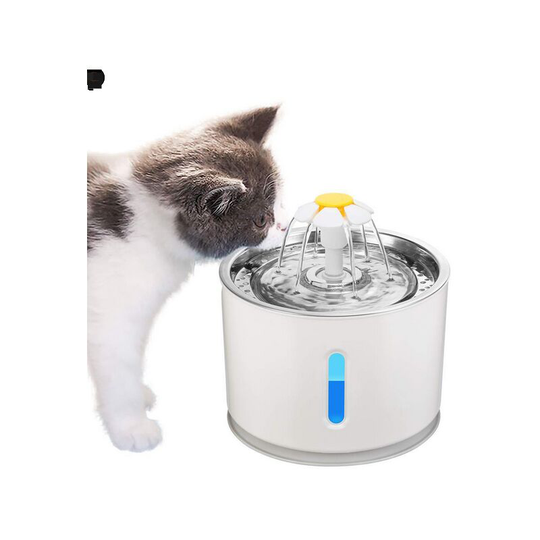 Automatic Water Fountain for Cat Dog 2.4L, Quiet Water Dispenser with led Water Level Window and Activated Carbon Filter,Grey