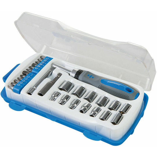28 Piece Socket Driver & Screwdriver Set Nut Ratchet Tightening Kit & Carry Case