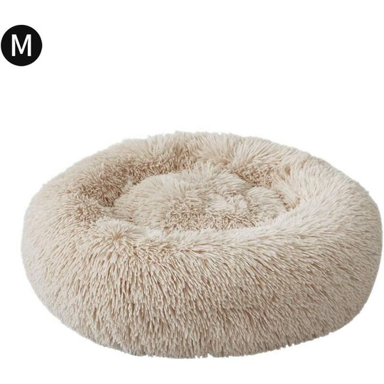 Round Dog and Cat Basket Plush Soft and Comfortable Donut Cat Warm Fluffy Puppy Bed for Winter Sleeping 60cm